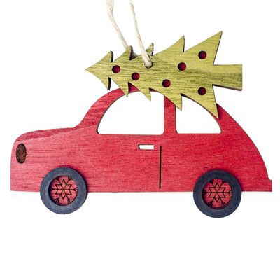 

〖Follure〗Christmas Decorations Wooden Painted Car Decoration Pendant