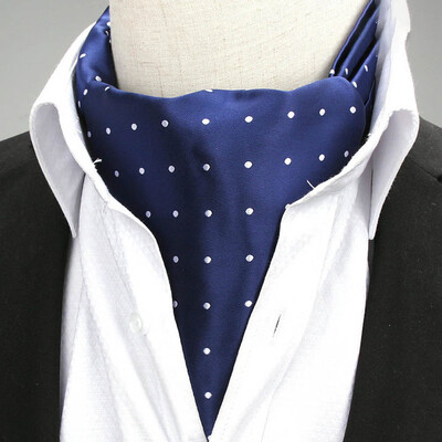 

Men Wedding Formal Cravat Self Neck Tie Navy Blue Polka Dot Dot Mens Scarf