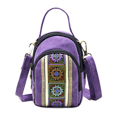 

Ethnic Women Embroidery Canvas Tote Phone Pouch Small Crossbody Shoulder Bag