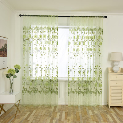 

New Floral Tulle Voile Door Window Curtain Drape Panel Sheer Scarf Valances