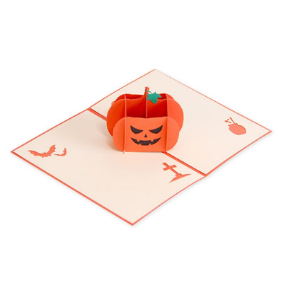 

Halloween 3D Popup Angry Pumpkin Greeting Card Creative Holiday Invitations Card Envelope Included for Festival Congratulation