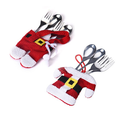 

〖Follure〗1Pair Christmas Decorations Santa Silverware Holders Pockets Dinner Decor