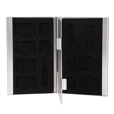

14 in 1 Aluminum SIM Micro Nano SIM Cards Pin StorageBox Case Holder Protec