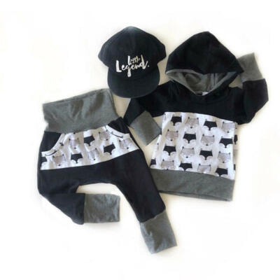 

Infant Baby Boy Clothes Cotton Fox Print Hooded SweatshirtLong Pants Outfits