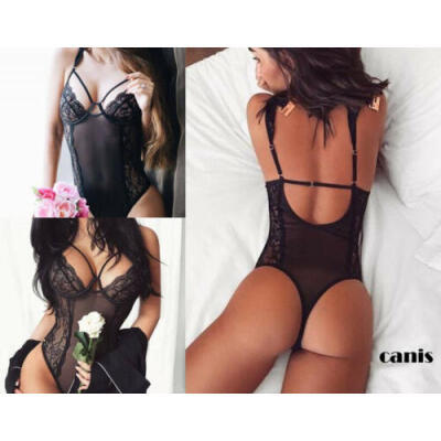 

Fashion Women Black Sexy Lingerie Babydoll G-String Thong Nightwear Jumpsuits