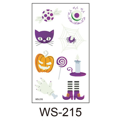 

New Style Cute Funny Halloween Cartoon Luminous Eco-friendly Tattoo Waterproof Safety Sticker