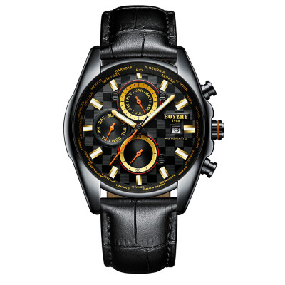 

BOYZHE WL018-P Watch Brand Luminous Waterproof Business Full-automatic Mechanical Men Leather Wrist Watch with Gift Box