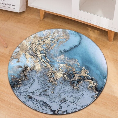 

Gobestart Fashion Marble Pattern Round Flannel Bathroom Kitchen Carpet 60cm