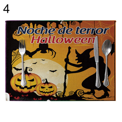 

Halloween Kitchen Decor Witch Pumpkin Placemat Dining Table Pad Insulation Mat