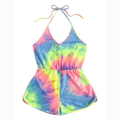 

Starmoon Women Ladies Sexy Backless Tanks Bandage Beach Print Jumpsuit Playsuits