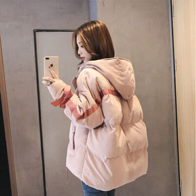 

Winter 2018 new Korean version of the hat pink pengpeng down cotton-padded jacket baguette jacket thickened fashion coat female