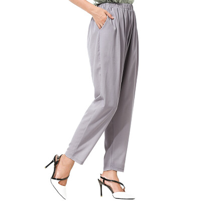 

Womens Mid Rise Pants Casual Wide Leg Loose Pocket Solid Straight Harem Trousers