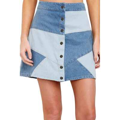 

Denim skirt womens 2019 summer hit color single-breasted casual skirt 65154