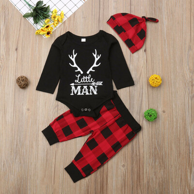

Newborn Baby Boy Romper Tops Long Pants Hat Outfits Clothes 0-18M Xmas