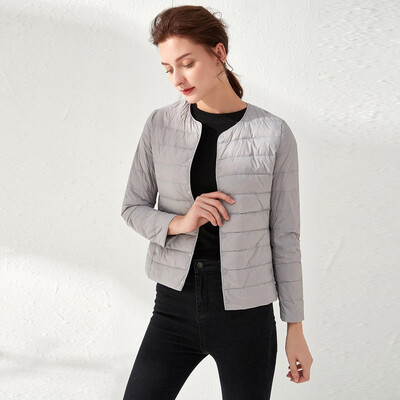 

Roseonmyhand Womens Casual O-neck Light Coat Solid Color Short Button Pocket Down Jackets