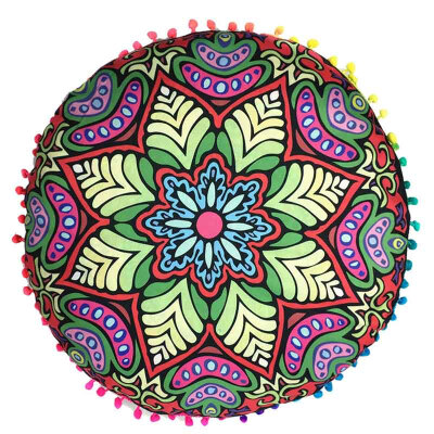 

Kozart 43 43 CM Round Indian Mandala Floor Round Bohemian Pillows Case Color Pillow Cover Textile Pillow Slip