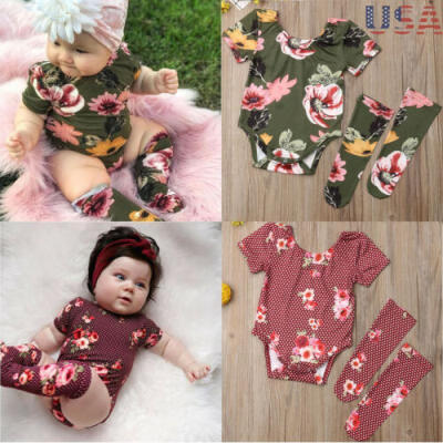 

US 2PCS Newborn Infant Baby Girl Outfits Clothes Set Romper Bodysuit Leg Warmer