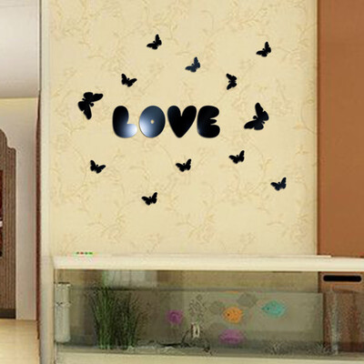 

Gobestart Mirror Wall Love Butterfly Removable Decal Vinyl Art Wall Sticker Home Decor BK