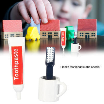 

Greensen 3pcs Set Dollhouse Small Miniature 112 Cleaning Set Kit Toothbrush Toothpaste Cup Ornament