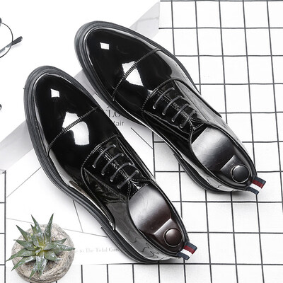 

Spring England business dress belt leather shoes mens patent leather tide shoes bright Korean casual shoes mens small shoes