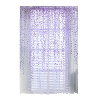 

Pastoral Style Willow Floral Window Curtain Bedroom Living Room Decor