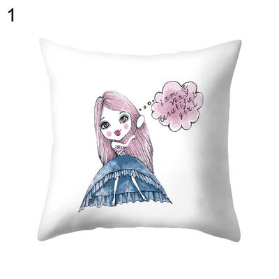 

Lovely Cartoon Girl Pillow Case Cushion Cover Sofa Bed Car Cafe Office Decor