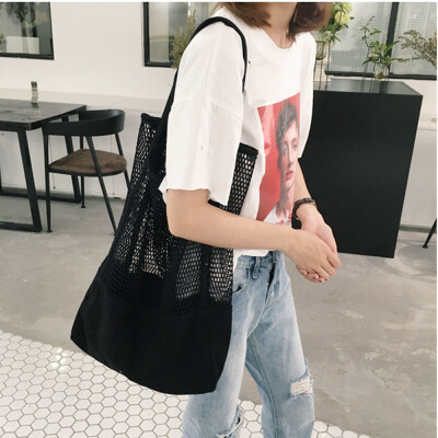 

Women Mesh Shopping Bag Reusable String Fruit Storage Handbag Net Woven Shoulder Bags Grocery Tote Bolsa YJ