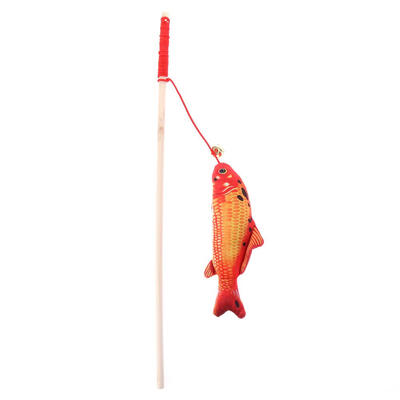 

1pc Funny Cat Rod Wooden Plush Pet Kitten Toy Bells Ring Cat Teaser Supply
