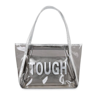 

2pcsset Clear Solid Color Shoulder Handbags Women Shopping Totes Clutch