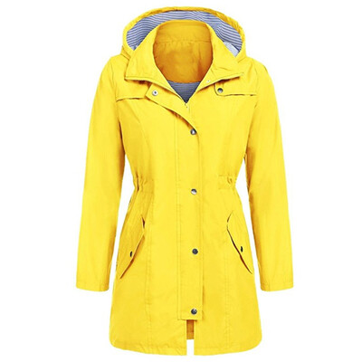 

〖Follure〗Womens Solid Rain Jacket Outdoor Hoodie Waterproof Hooded Raincoat Windproof