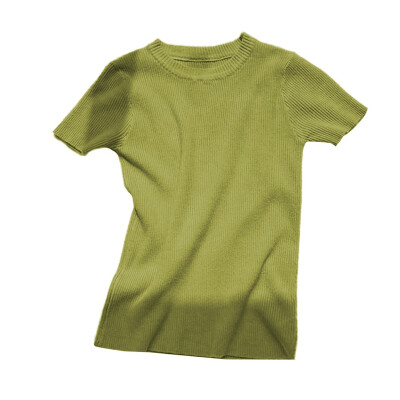 

T Shirt Women O Neck Solid Color Tshirt Summer Casual Short Sleeve Tops Korean Style Slim Knitted tee shirt femme