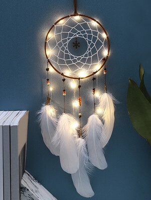 

Handmade LED Light Christmas Snowflake&Feather Dream Catcher