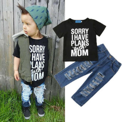 

2PCS Toddler Kids Baby Boys Clothes T-shirt TopsDenim Jeans Pants Outfits Set