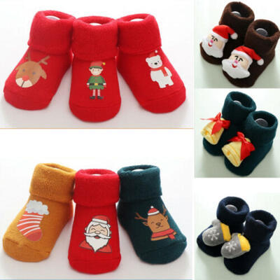 

Christmas Kids Baby Girl Boys Winter Anti-Slip Warm Socks Slipper Shoes Boots