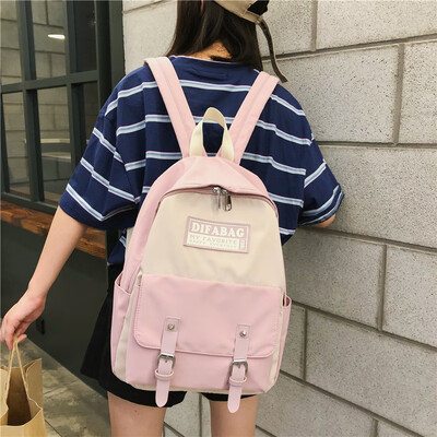 

Schoolbag female Korean high school ulzzang college student backpack contrast Harajuku casual bag ins wind junior high school back