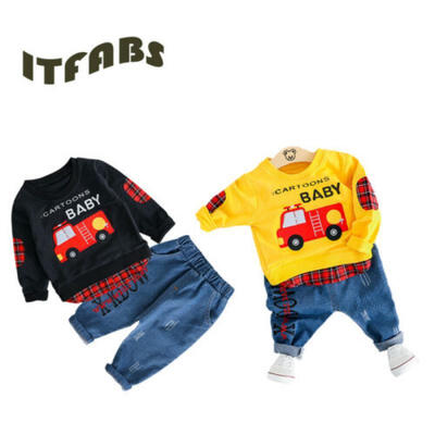 

Fashion childrens boy hip hop clothing cartoon long sleeve pants suit