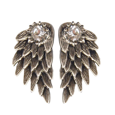 

Fashion Gothic Women Cool Jewelry Angel Wings Rhinestone Alloy Drop Stud Earrings
