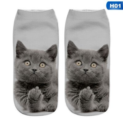 

Christmas Funny Girls Casual Socks 3D Cute Cat Printed Short Socks