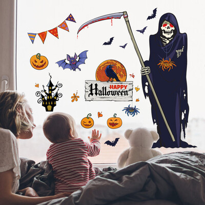 

〖Follure〗60x90cm Halloween Witch Background Decorated Living Room Bedroom Wall Stickers Grim Reaper Wall Stickers