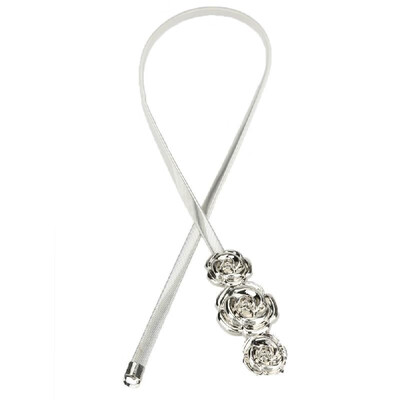 

Chic Fashion Women Metal Belt Rose Clasp Front Stretch Spring Waist Strap Elastic Waistband GoldSilver