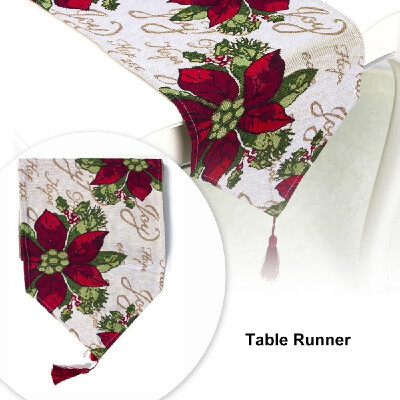 

Christmas Embroidered Table Runner for Christmas Party Dining Table Decorations