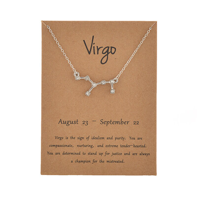 

Brown Card Fashion Jewelry Zodiac Crystal Star Sign 12 constellation Pendant Necklace For Women