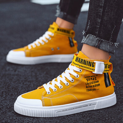 

Mens shoes summer net red with the tide shoes Gaobang canvas shoes Korean version of the trend of personality high-top shoes