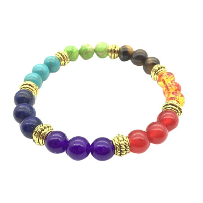 

Healing Beaded Colorful Bracelet Natural Lava Stone Diffuser Jewelry Elastic Force Bracelet