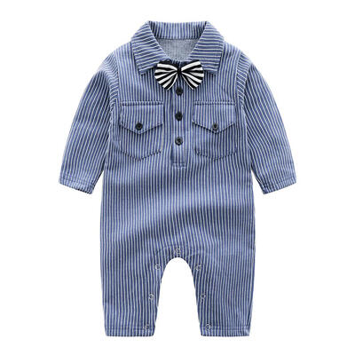 

Baby Boys Gentleman Clothing Rompers Vertical Stripe Cute Party Jumpsuit