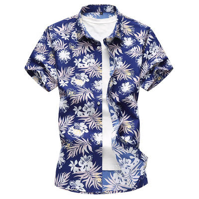 

2018 Summer Mens Short-sleeved Shirt Hawaii Holiday Printing Shirt Mens  Foreign Trade Mens Clothing