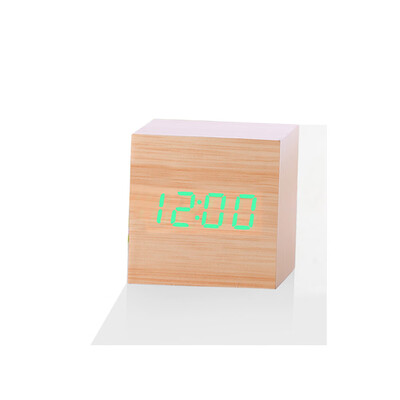 

Gobestart New Modern Wooden Wood Digital LED Desk Alarm Clock Thermometer Timer Calendar