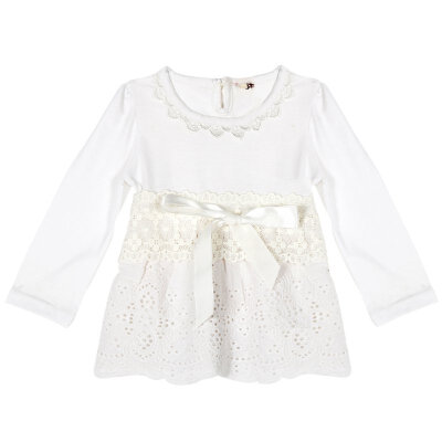 

Spring Long Sleeve Lace Bow Baby Party Birthday girls kids Children Cotton dresses princess infant Dress Vestido