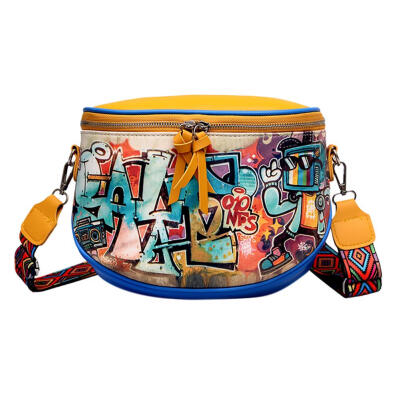 

Graffiti Printed Backpacks Women Girls Leather Messenger Shoulder Handbags