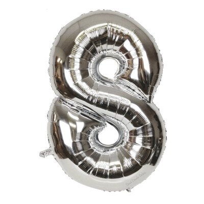 

FUNNYBUNNY 40" Number 0-9 Thickening Silver Foil Air-filled Helium Mylar Balloons for Birthday & Party & Wedding Anniversary
